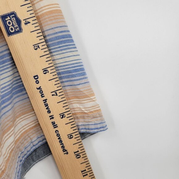 Quiksilver Modern Fit Short Sleeve Shirt Collar Striped Button Up Medium Mens - Picture 10 of 10